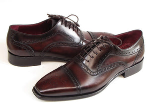 Paul Parkman Captoe Bordeaux & Brown Hand-Painted Oxfords - Dudes Boutique