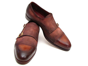 Paul Parkman Men's Captoe Double Monkstrap Antique Brown Suede - Dudes Boutique