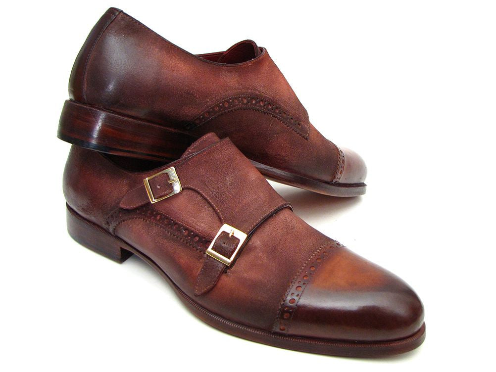 Paul Parkman Men's Captoe Double Monkstrap Antique Brown Suede - Dudes Boutique