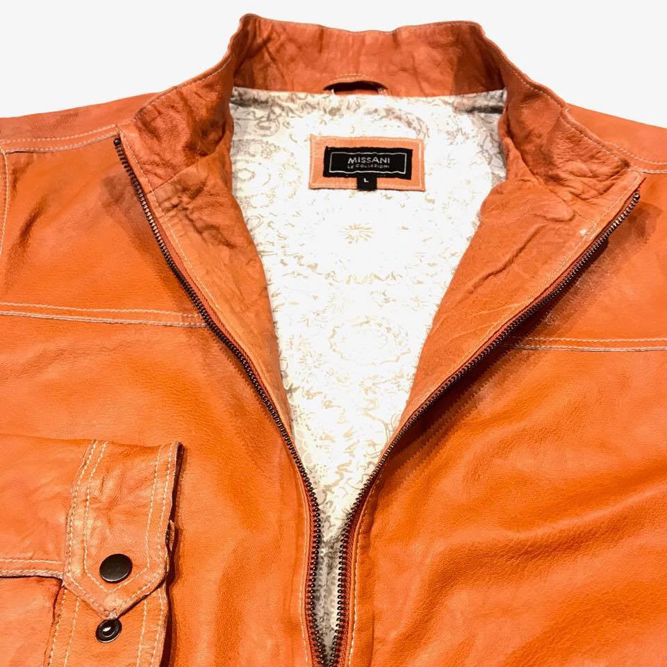 Missani Le Collezioni Men`s Burnt Orange Leather Jacket - Dudes Boutique