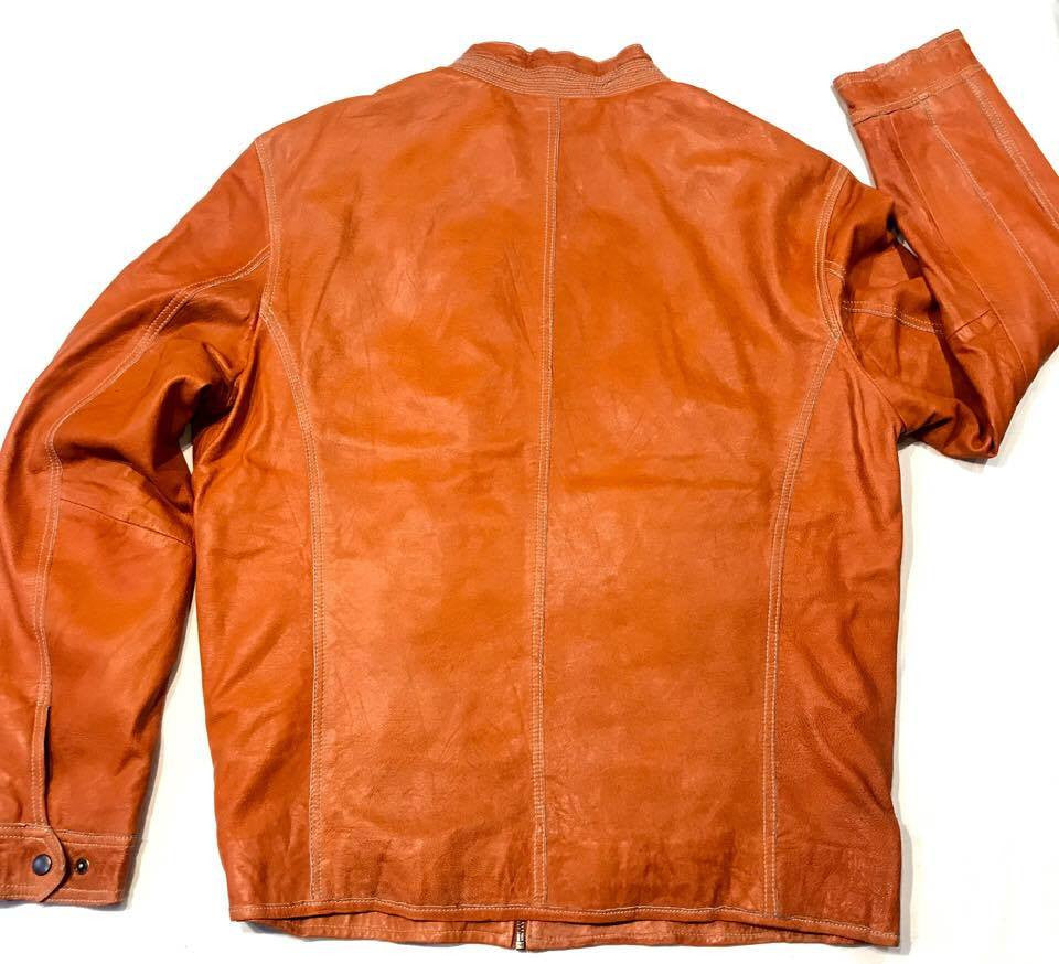 Burnt orange clearance leather jacket mens