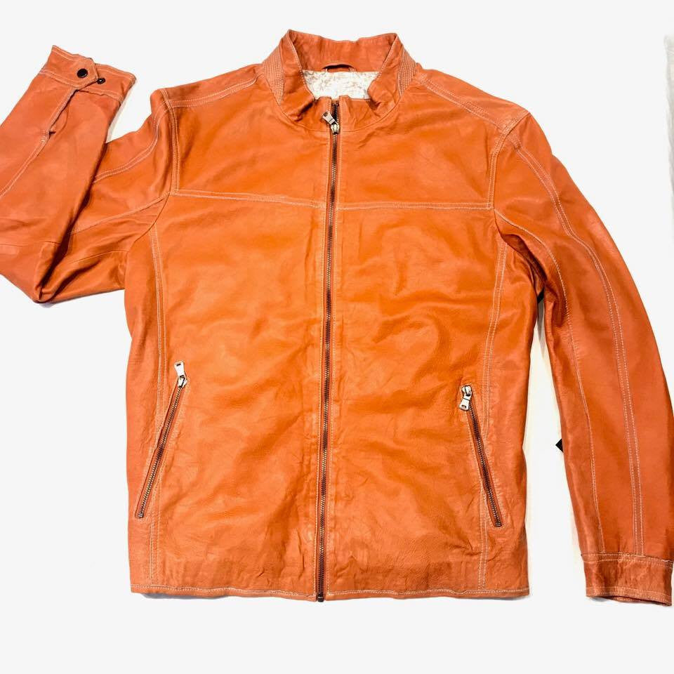 Missani Le Collezioni Men`s Burnt Orange Leather Jacket - Dudes Boutique