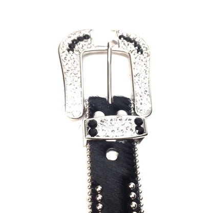b.b. Simon 338-A94 Black Pony Hair Crystal Belt - Dudes Boutique