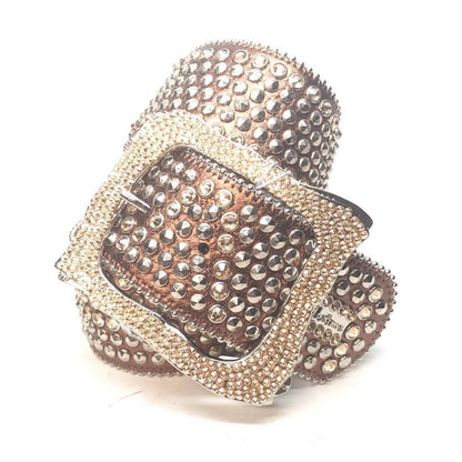 b.b. Simon "Thick Gold Studded" Crystal Belt - Dudes Boutique