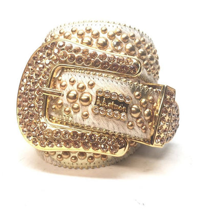 b.b. Simon "Golden Cream Pony Hair" Crystal Belt - Dudes Boutique