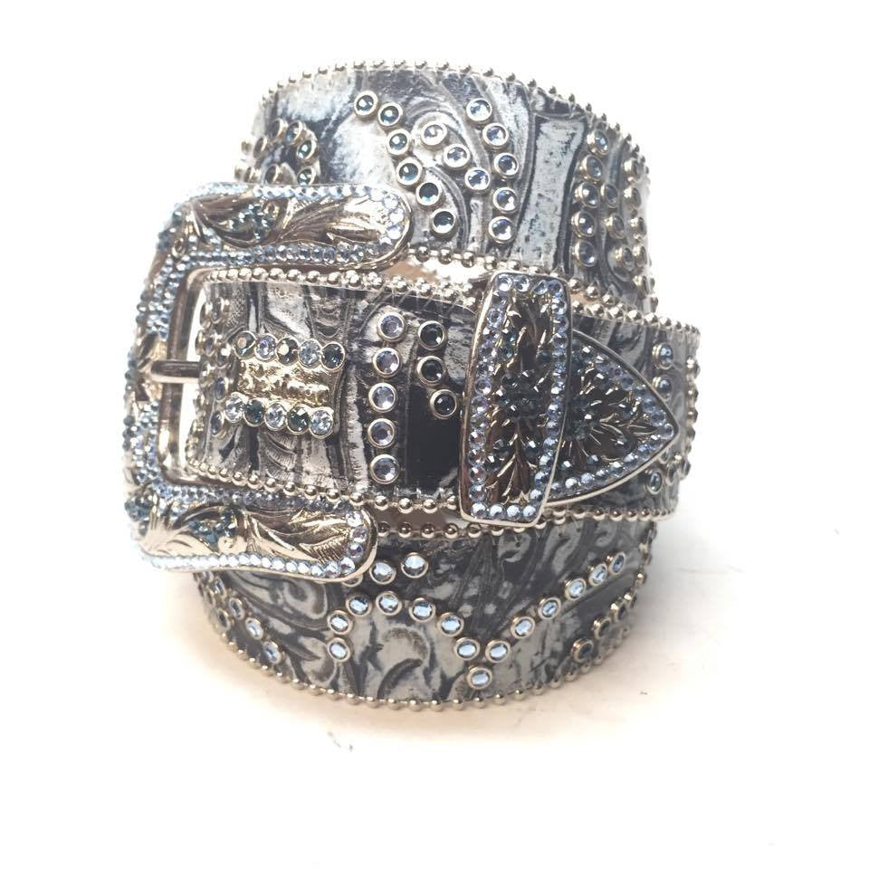 b.b. Simon Deep Blue Crystal Belt - Dudes Boutique
