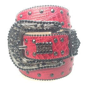 b.b. Simon "Red Croc Belly" Crystal Belt - Dudes Boutique