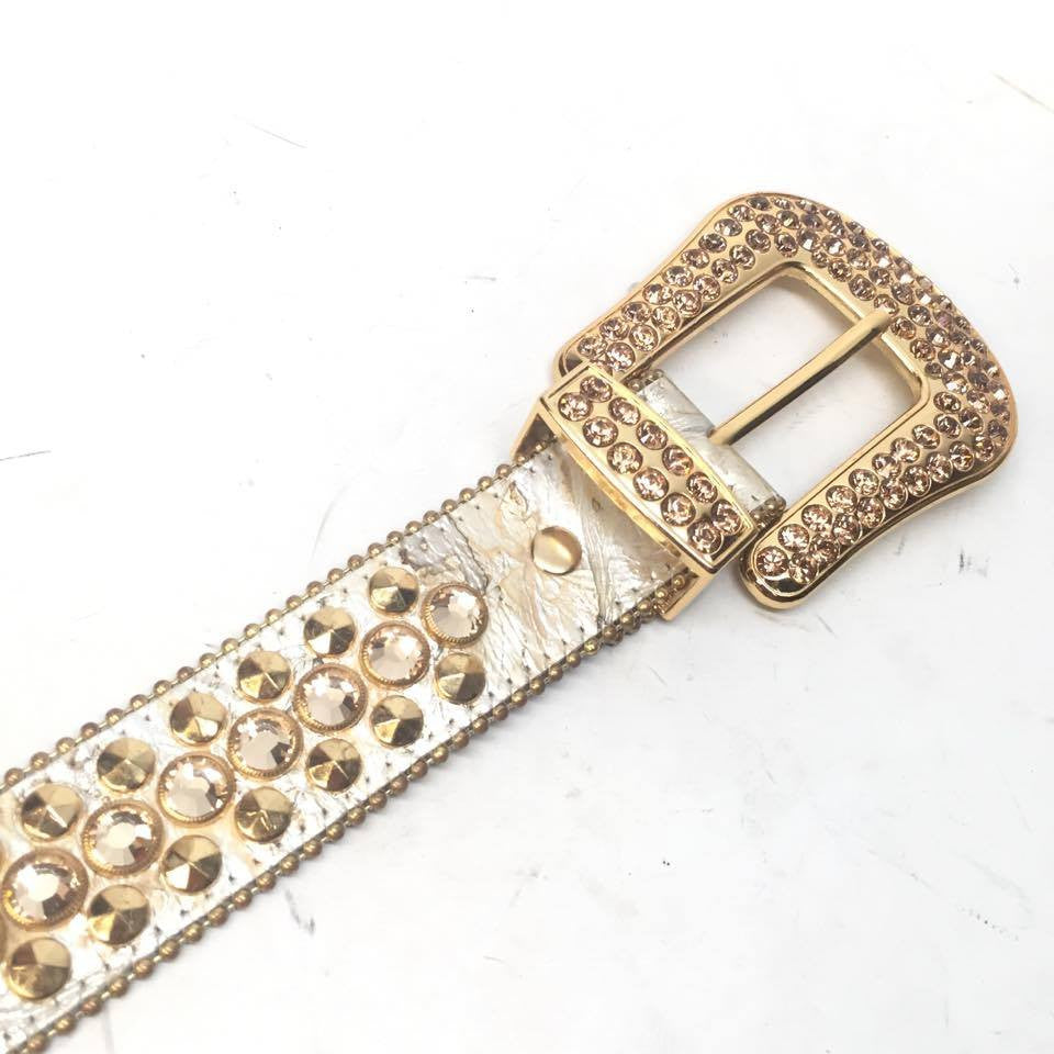 b.b. Simon Gold Double Studded Crystal Belt - Dudes Boutique