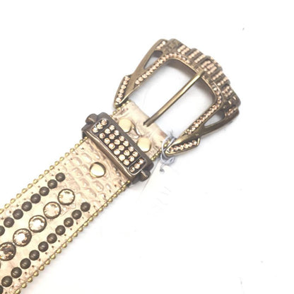 b.b. Simon Gold Cream Double Studded Crystal Belt - Dudes Boutique