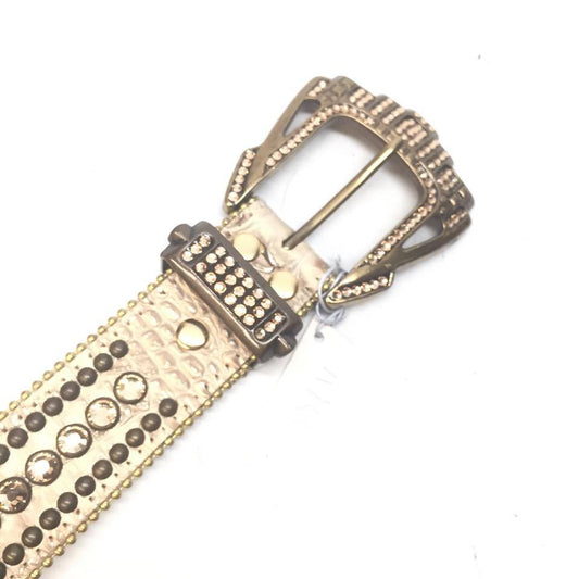 b.b. Simon Gold Cream Double Studded Crystal Belt - Dudes Boutique