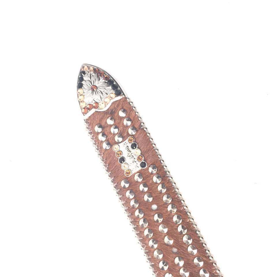 b.b. Simon "Triple Studded Pony Hair" Crystal Belt - Dudes Boutique