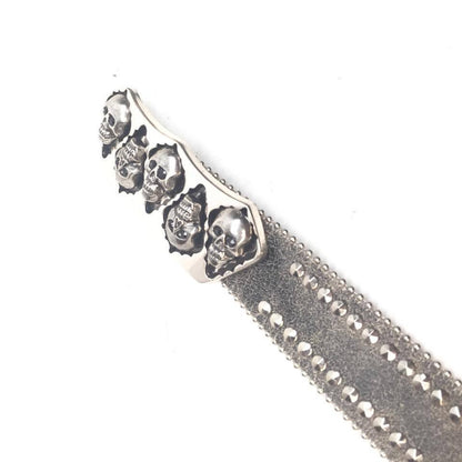 b.b. Simon Grey Double Studded Skull Crystal Belt - Dudes Boutique