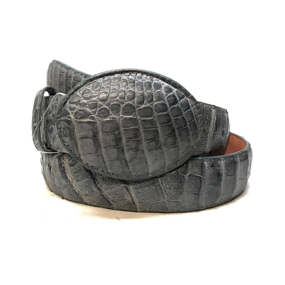 Los Altos Gray Crocodile Full Skin Belt - Dudes Boutique