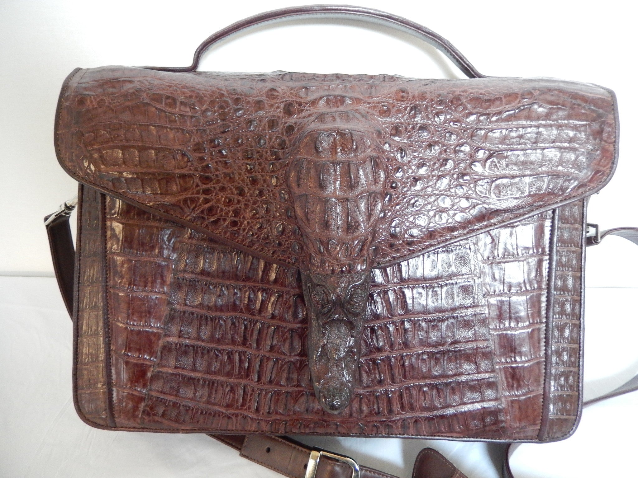 Safari Chocolate Alligator Snout Travel Bag - Dudes Boutique