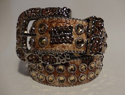 b.b. Simon 'Caramel' Crystal Belt - Dudes Boutique