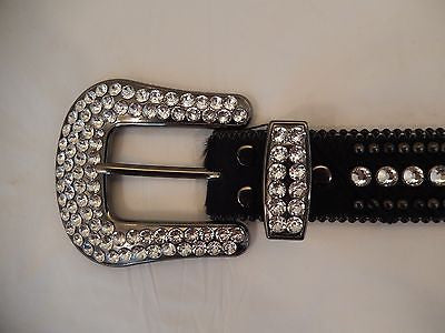 b.b. Simon 'Jet Black Cross' Crystal & Pony Hair Belt style #1200 - Dudes Boutique