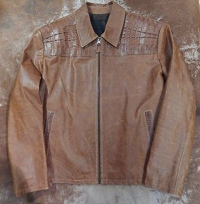 G-Gator Cognac Crocodile/Cowhide Flight Jacket - Dudes Boutique