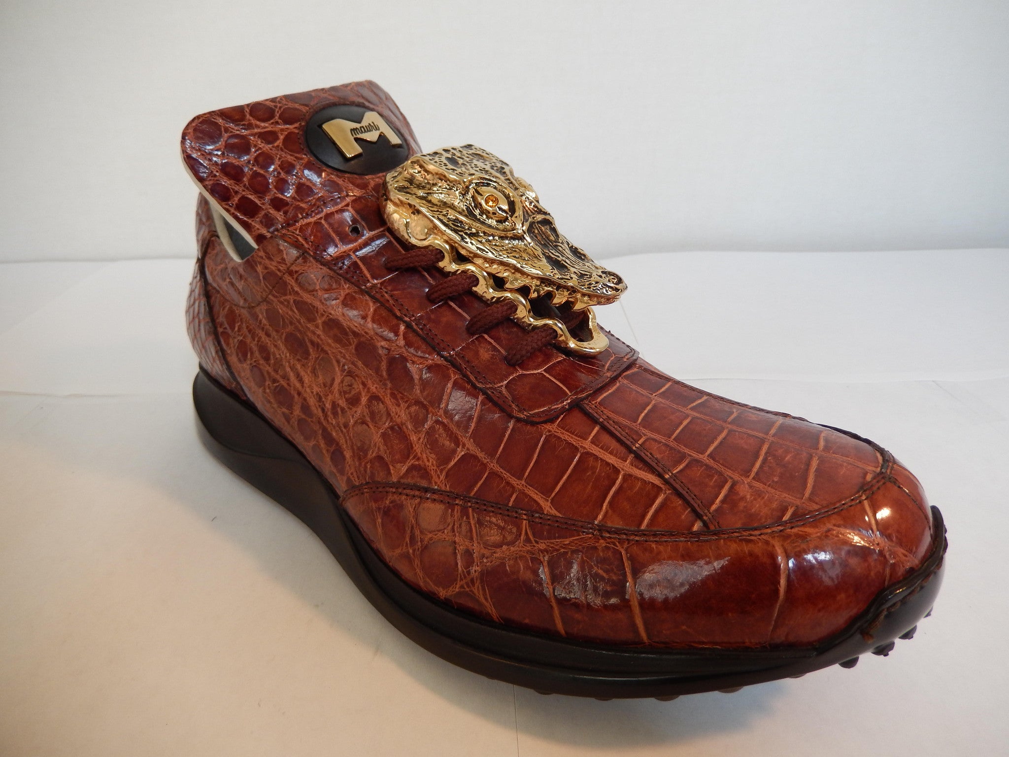 Mauri All-Over Cognac Alligator Sneakers 8731/2 - Dudes Boutique