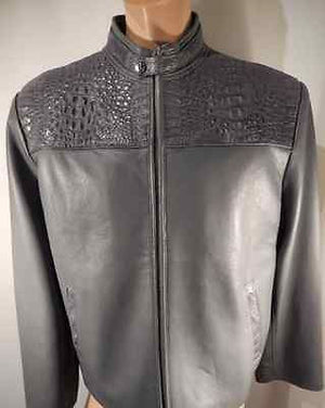 Safari Gray Horn-back Crocodile/Lambskin Jacket - Dudes Boutique