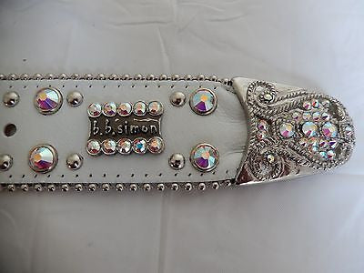 b.b. Simon White Studded Crystal Belt - Dudes Boutique