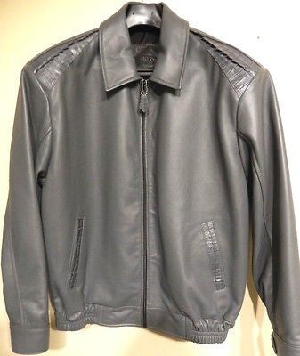 G-Gator Vintage Gray Crocodile/Lambskin Bomber Jacket - Dudes Boutique