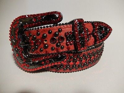 b.b. Simon 'Blood Red' Crystal Belt - Dudes Boutique