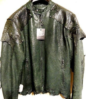 G-Gator Forest Green Crocodile/Lambskin Biker Jacket - Dudes Boutique