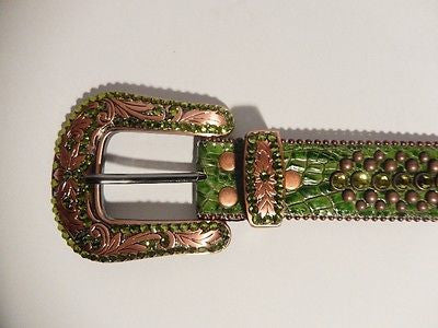 b.b. Simon "Forest Green" Crystal Belt - Dudes Boutique