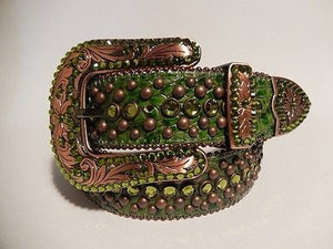 b.b. Simon "Forest Green" Crystal Belt - Dudes Boutique