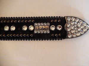 b.b. Simon 'Jet Black Cross' Crystal & Pony Hair Belt style #1200 - Dudes Boutique