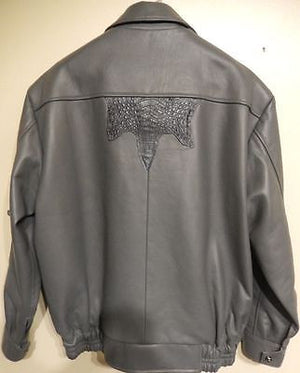 G-Gator Vintage Gray Crocodile/Lambskin Bomber Jacket - Dudes Boutique