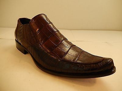 Mauri Chocolate Crocodile/Ostrich Leg Dress Loafers 42861 - Dudes Boutique