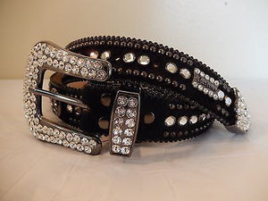 b.b. Simon 'Jet Black Cross' Crystal & Pony Hair Belt style #1200 - Dudes Boutique