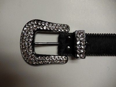 b.b. Simon 'Jet Black' Crystal & Pony Hair Belt - Dudes Boutique