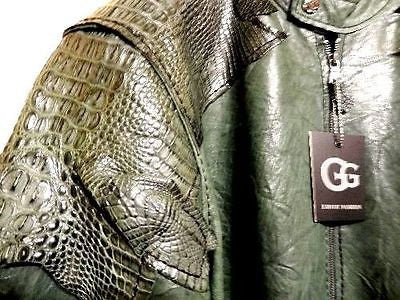 G-Gator Forest Green Crocodile/Lambskin Biker Jacket - Dudes Boutique