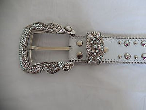 b.b. Simon White Studded Crystal Belt - Dudes Boutique