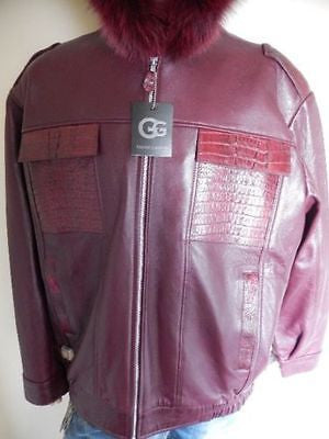 G-Gator - Wine Horn-back Crocodile & Fox Fur Jacket - Dudes Boutique