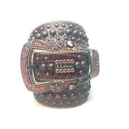 b.b. Simon "Strawberry Bronze Cross" Crystal Belt - Dudes Boutique