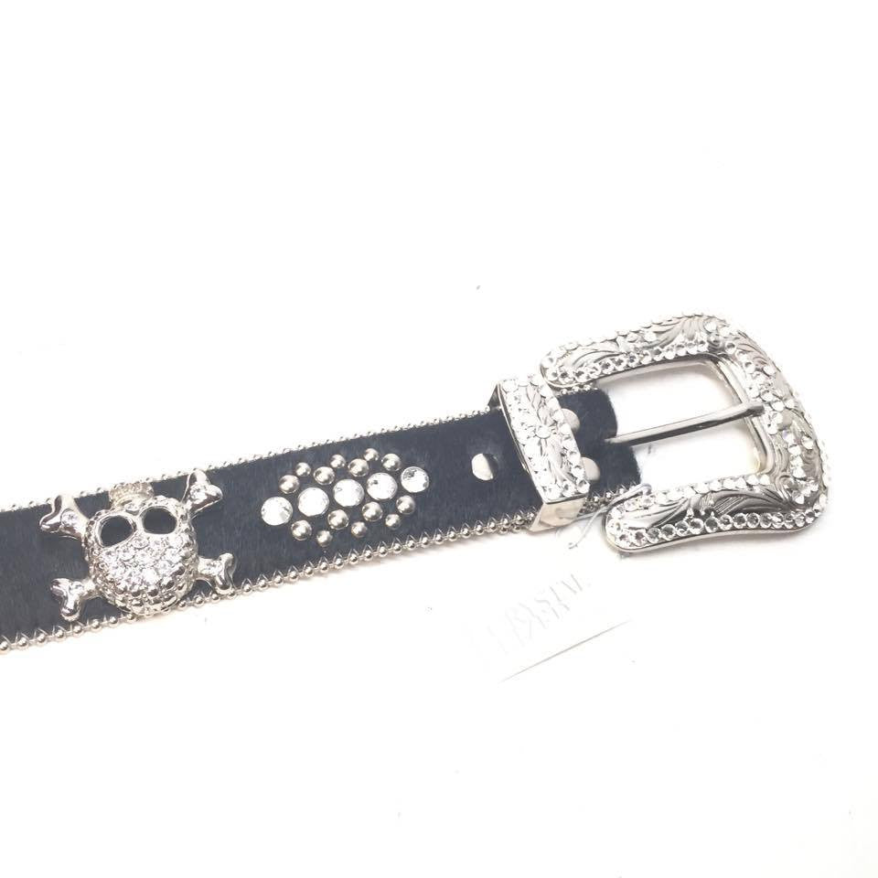 b.b. Simon "Skull Pony Hair" Crystal Belt - Dudes Boutique