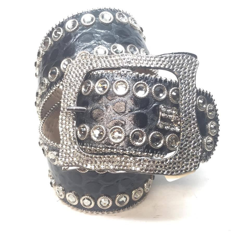 b.b. Simon "Thick Fully Loaded Gator" Crystal Belt - Dudes Boutique