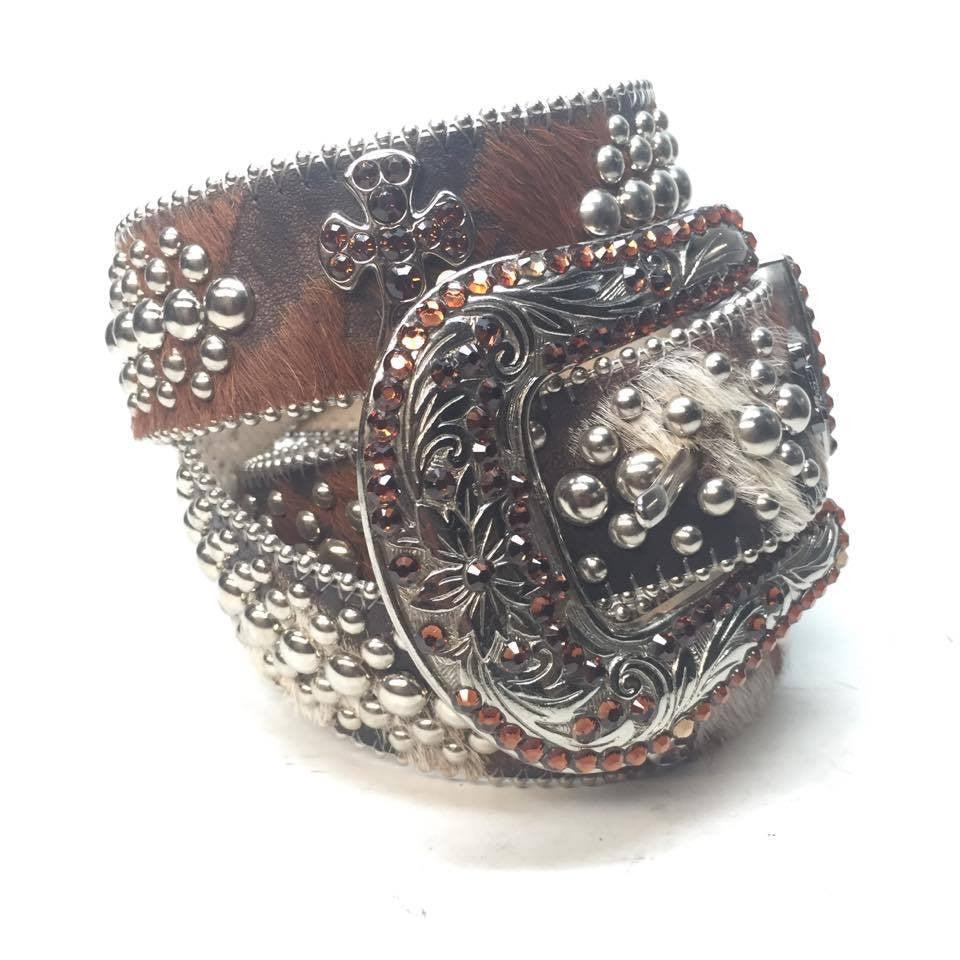 b.b. Simon "Cross Pony Hair" Crystal Belt - Dudes Boutique