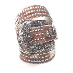 b.b. Simon "Triple Studded Pony Hair" Crystal Belt - Dudes Boutique