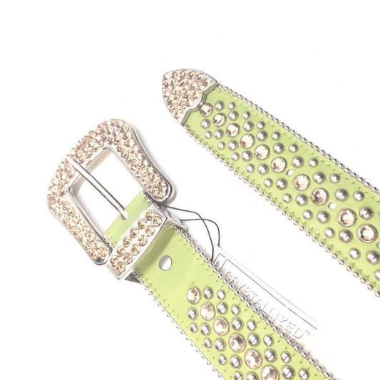 b.b. Simon Lime Green Gold Crystal Belt - Dudes Boutique