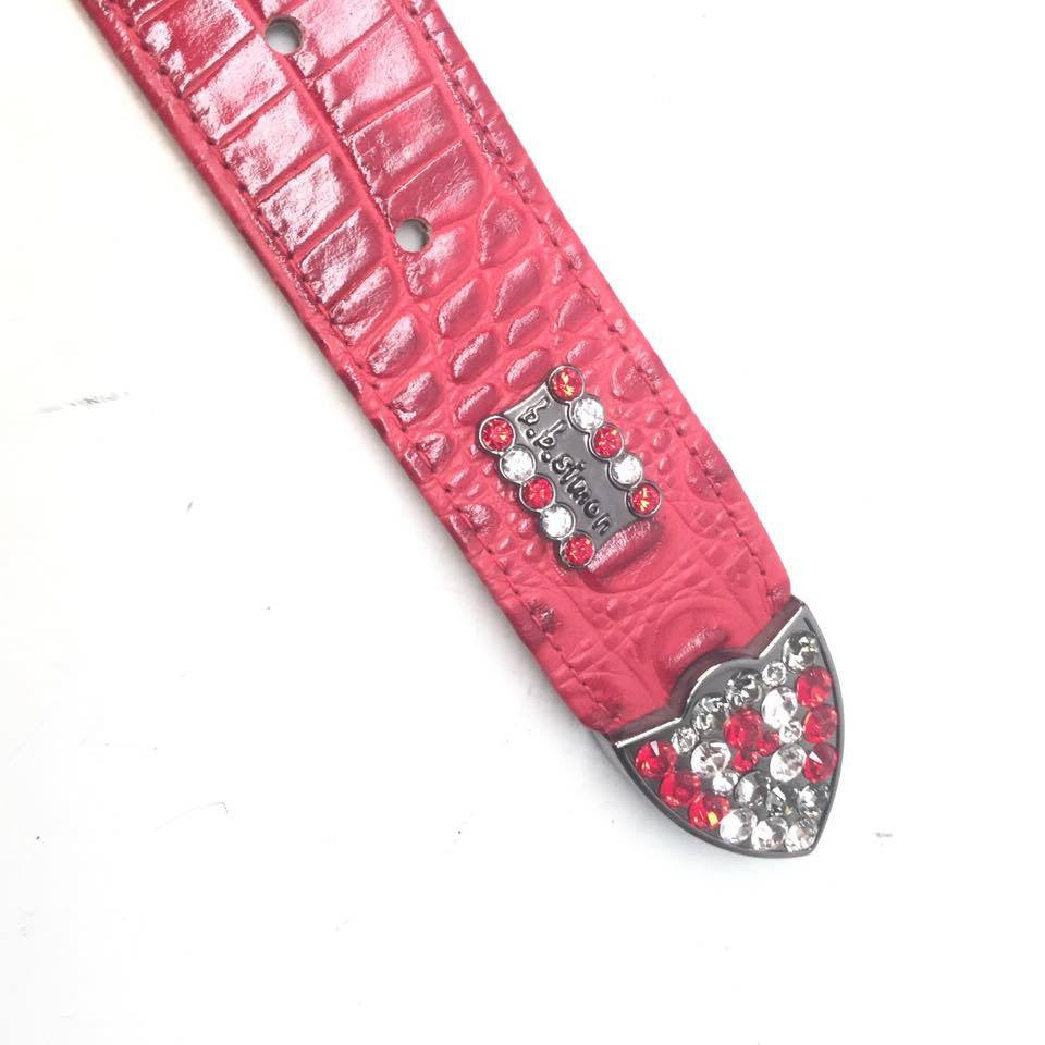 b.b. Simon "Peppermint Red Croc" Swarovski Crystal Belt - Dudes Boutique