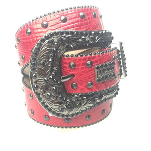 b.b. Simon "Red Croc Belly" Crystal Belt - Dudes Boutique