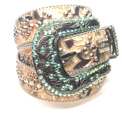 b.b. Simon "Floral Emerald" Crystal Belt - Dudes Boutique