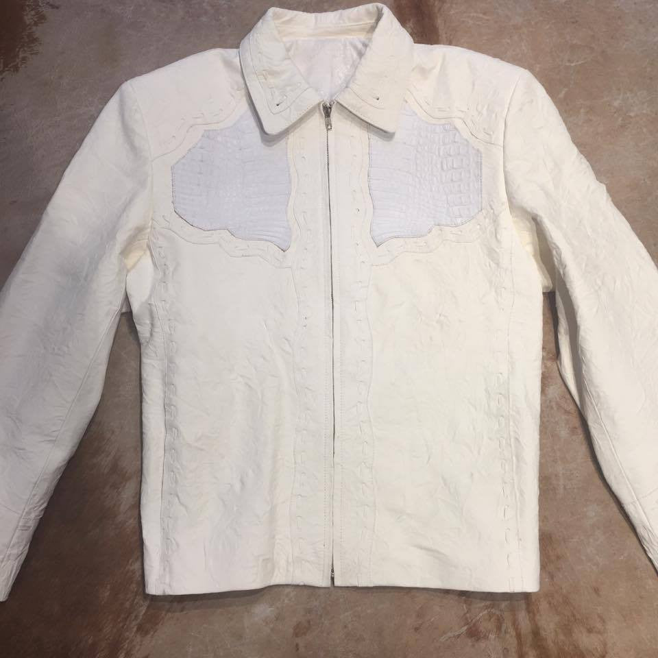 Safari Men's Laced Alligator/Washed Lambskin Bomber Jacket - Dudes Boutique