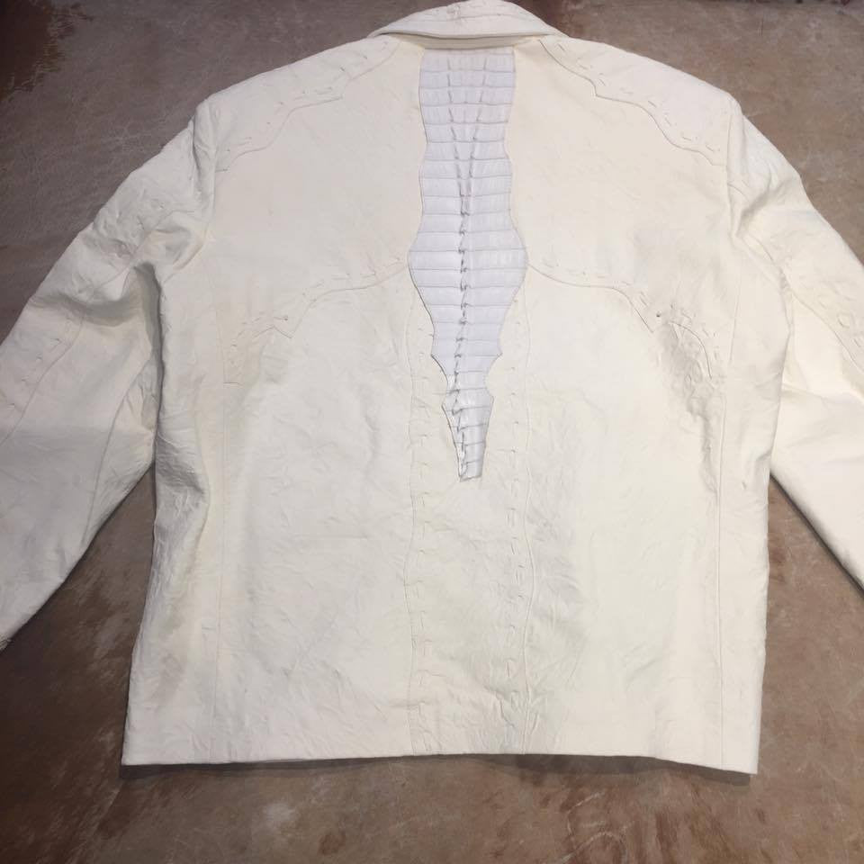 Safari Men's Laced Alligator/Washed Lambskin Bomber Jacket - Dudes Boutique