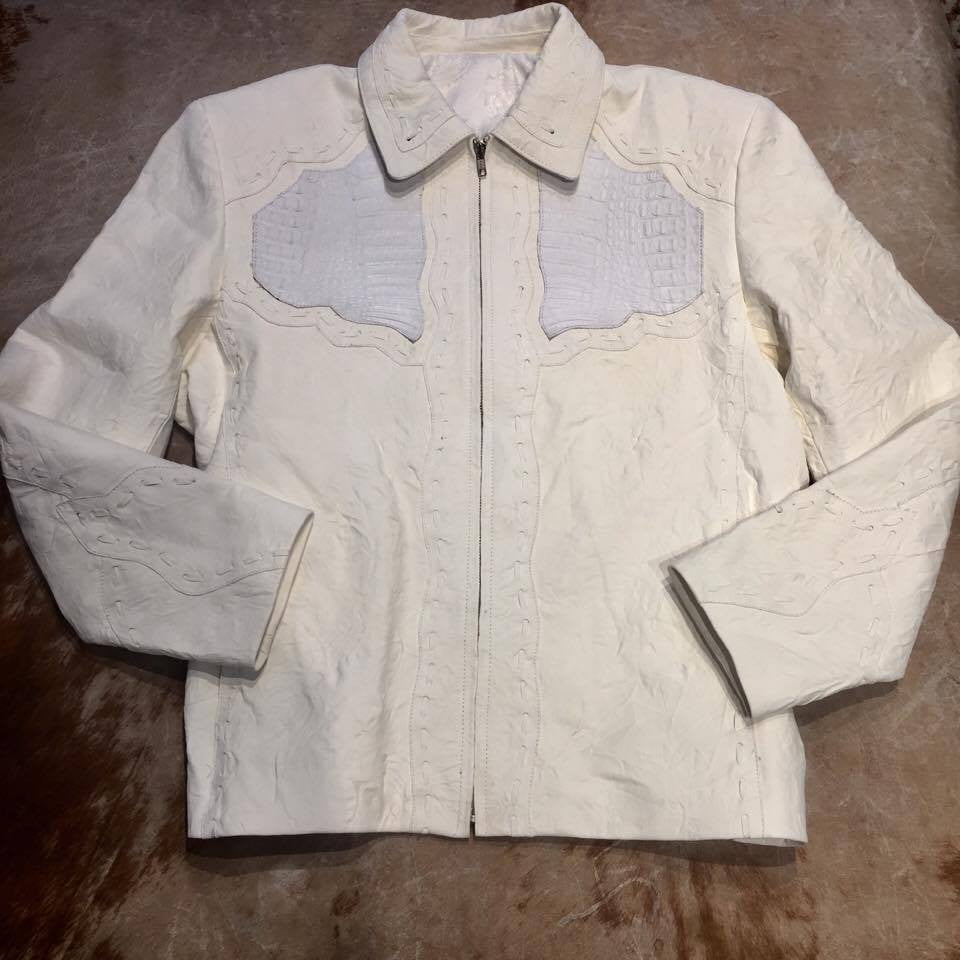 Safari Men's Laced Alligator/Washed Lambskin Bomber Jacket - Dudes Boutique