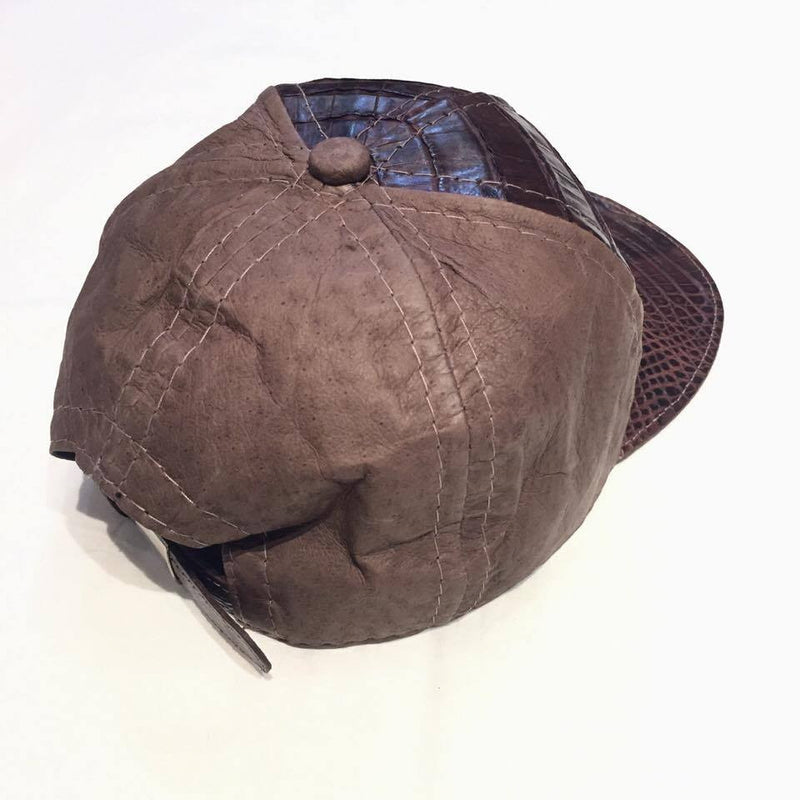 Chocolate Brown Alligator body/Ostrich skin Strap-back Hat - Dudes Boutique